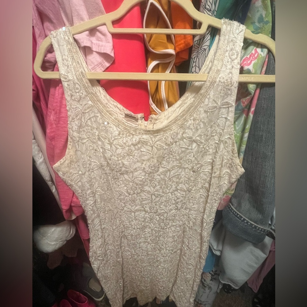 Vintage White beaded gown NWOT